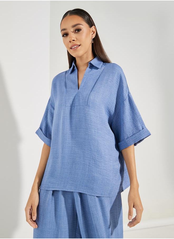 Styli Oversized Top and Wide Leg Pants Modest Set