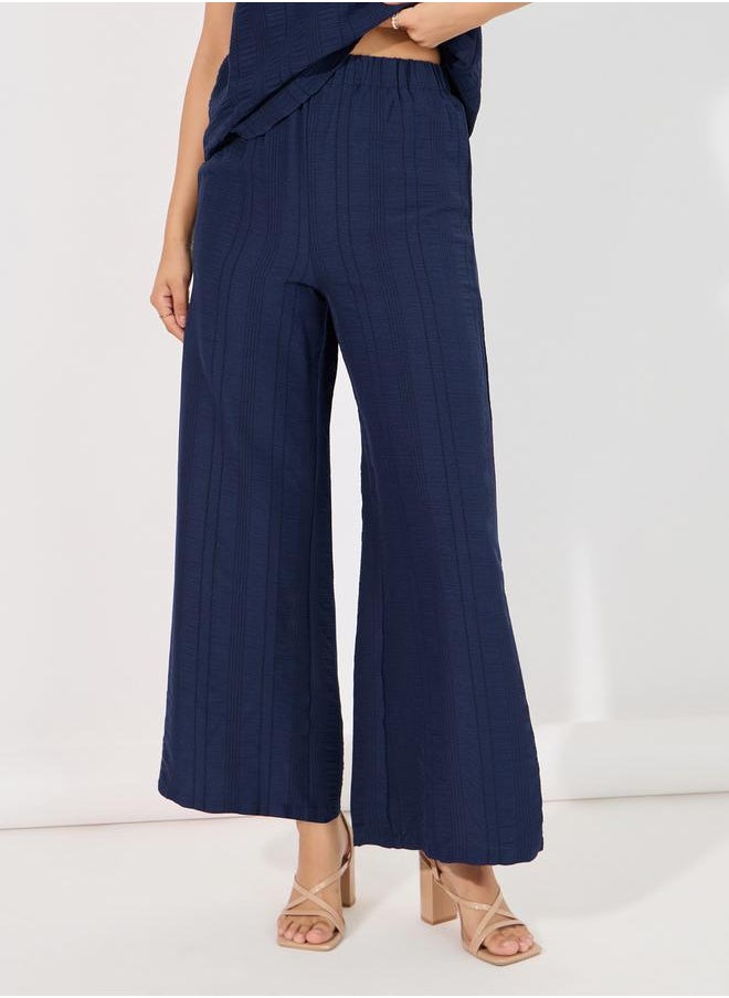 Textured Top & Wide Leg Pants Modest Set