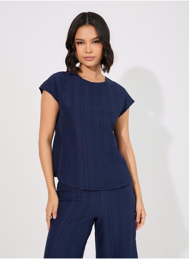 Textured Top & Wide Leg Pants Modest Set