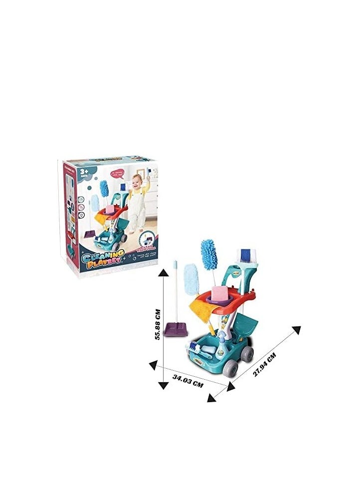 Kids Cleaning Play Set 22 pcs broom with cart, brooms, and mop