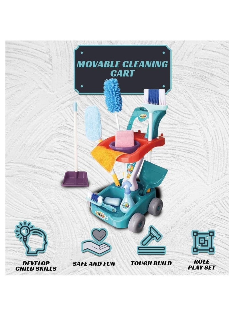 Kids Cleaning Play Set 22 pcs broom with cart, brooms, and mop