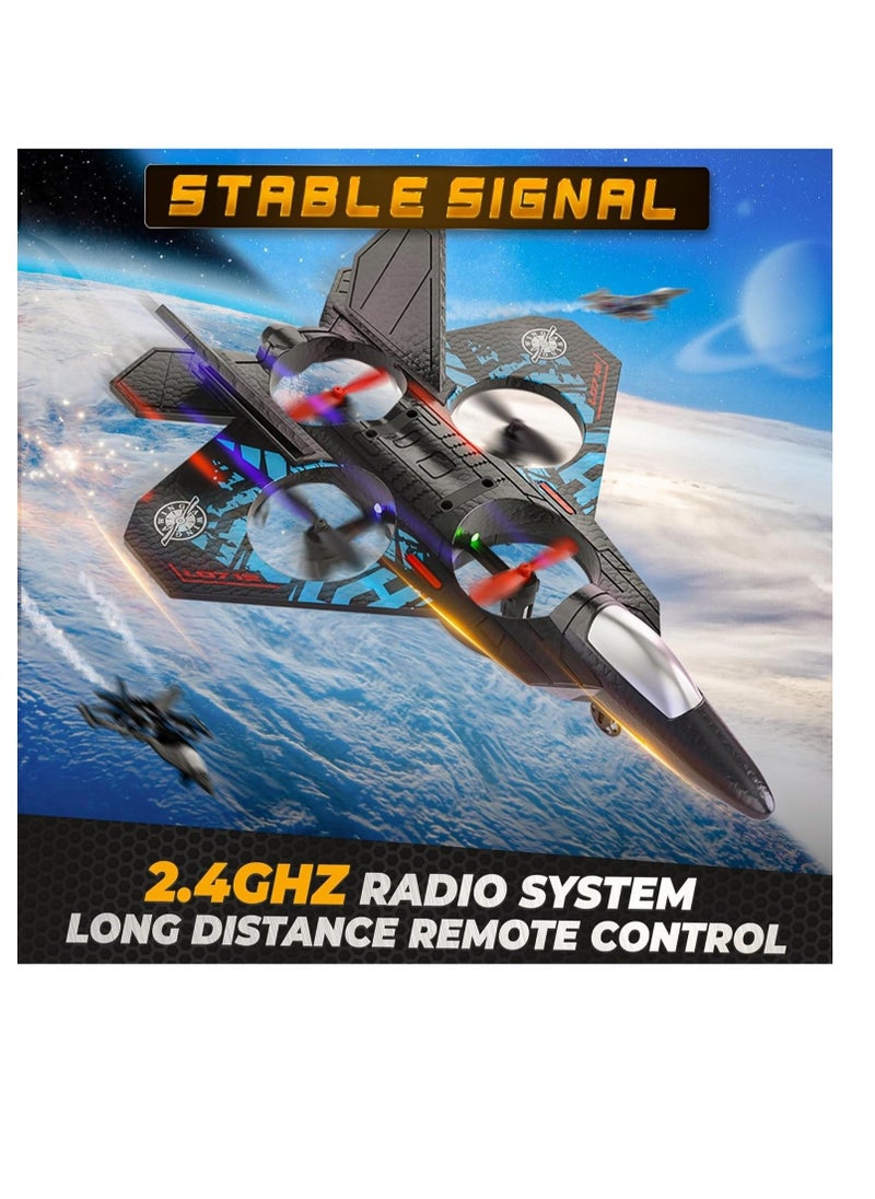 RC Jet Fighter Drone - LED Lights, USB Charging & Remote Control Airplane Toy for Kids & Adults