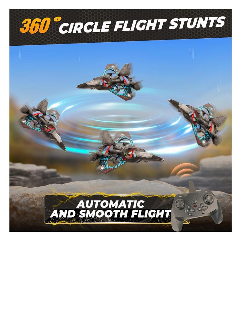RC Jet Fighter Drone - LED Lights, USB Charging & Remote Control Airplane Toy for Kids & Adults