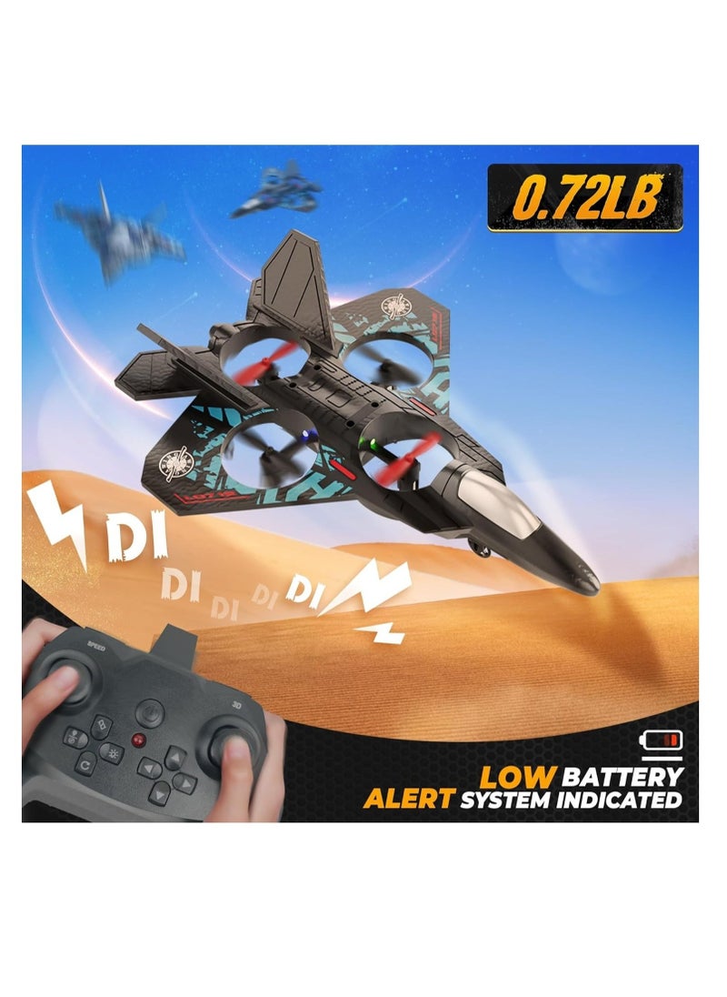 RC Jet Fighter Drone - LED Lights, USB Charging & Remote Control Airplane Toy for Kids & Adults