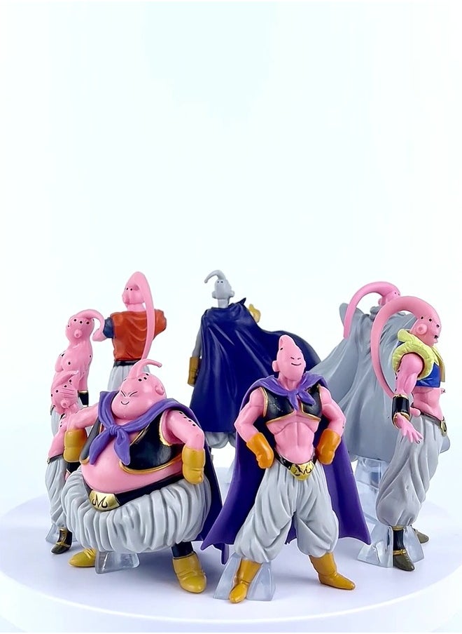 Dragon Ball Majin Buu 8-piece set Action Figure Decorative Resin Sculpture Home Decor Statue, Art Figurine Home Ornament Decoration for Office, Living Room, Bedroom, Book Shelf, TV Cabinet, Desktop
