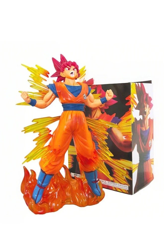 Dragon Ball Super Saiyan God Goku Action Figure Decorative Resin Sculpture Home Decor Statue, Art Figurine Home Ornament Decoration for Office, Living Room, Bedroom, Book Shelf, TV Cabinet, Desktop