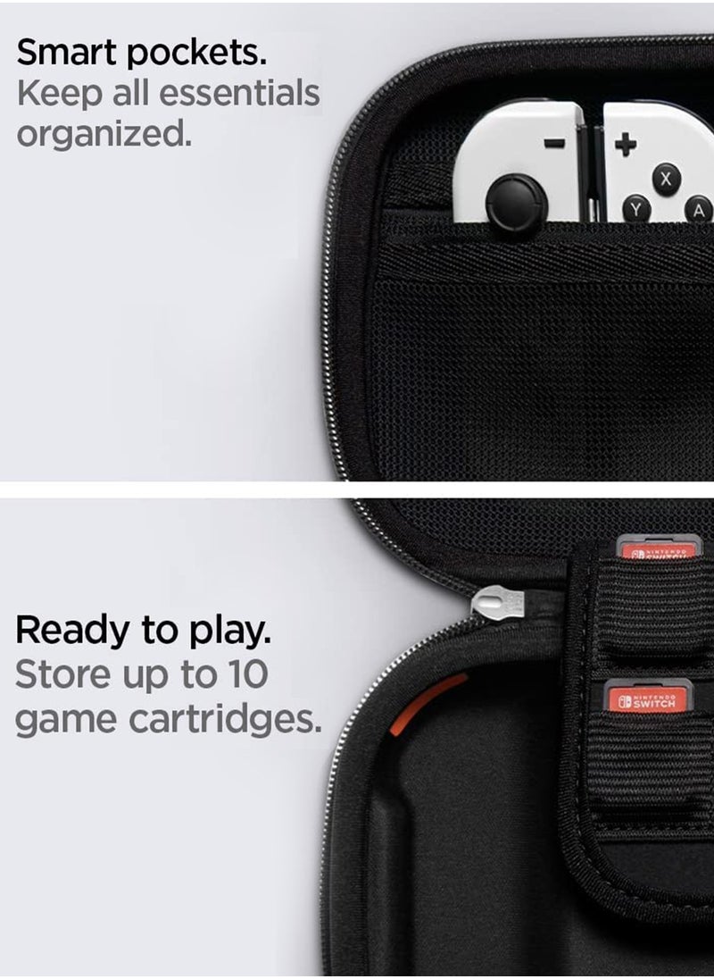 Rugged Armor Pro Game Card Cartridge Case for Nintendo Switch / Switch OLED, Micro SD Cards, AirTag Portable Hard Shell Pouch Travel Storage [Only Game Cards NOT Switch Device] - Black