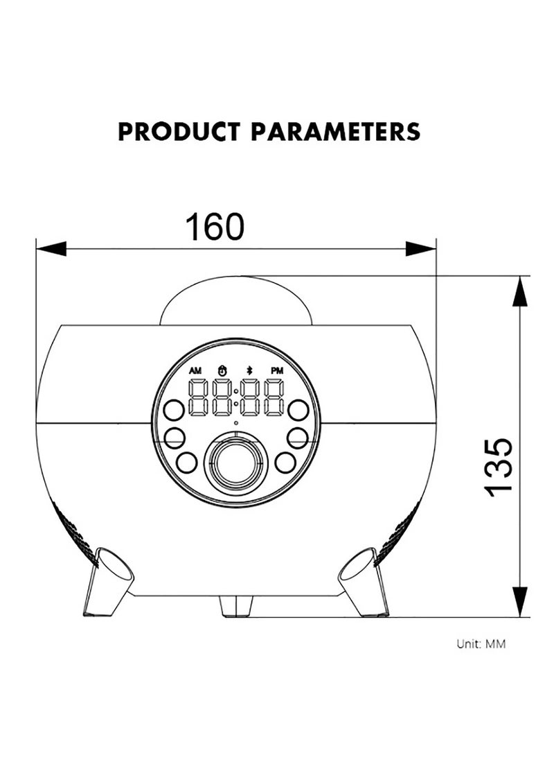 5-in-1 White Noise Machine & Alarm Clock with Bluetooth Speaker, Galaxy Projector Light, Wireless Charging Pad & LED Ambient Lighting | Sleep Sound Aid with Subwoofer | High Volume Bedroom Clock | Relaxing Night Light for Kids & Adults | Perfect Gift