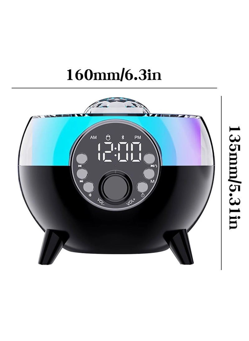 5-in-1 White Noise Machine & Alarm Clock with Bluetooth Speaker, Galaxy Projector Light, Wireless Charging Pad & LED Ambient Lighting | Sleep Sound Aid with Subwoofer | High Volume Bedroom Clock | Relaxing Night Light for Kids & Adults | Perfect Gift