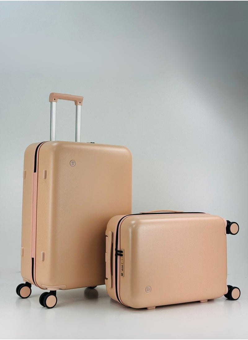2-Piece PP Luggage Set – Lightweight Polypropylene Fashion Trolley Luggage Unbreakable Hard Shell with TSA Lock, Safe Security Zipper, 2 Protection Cover and 4 Quiet 360° Double Spinner Wheels – Cabin And Medium Checked Suitcases - 20