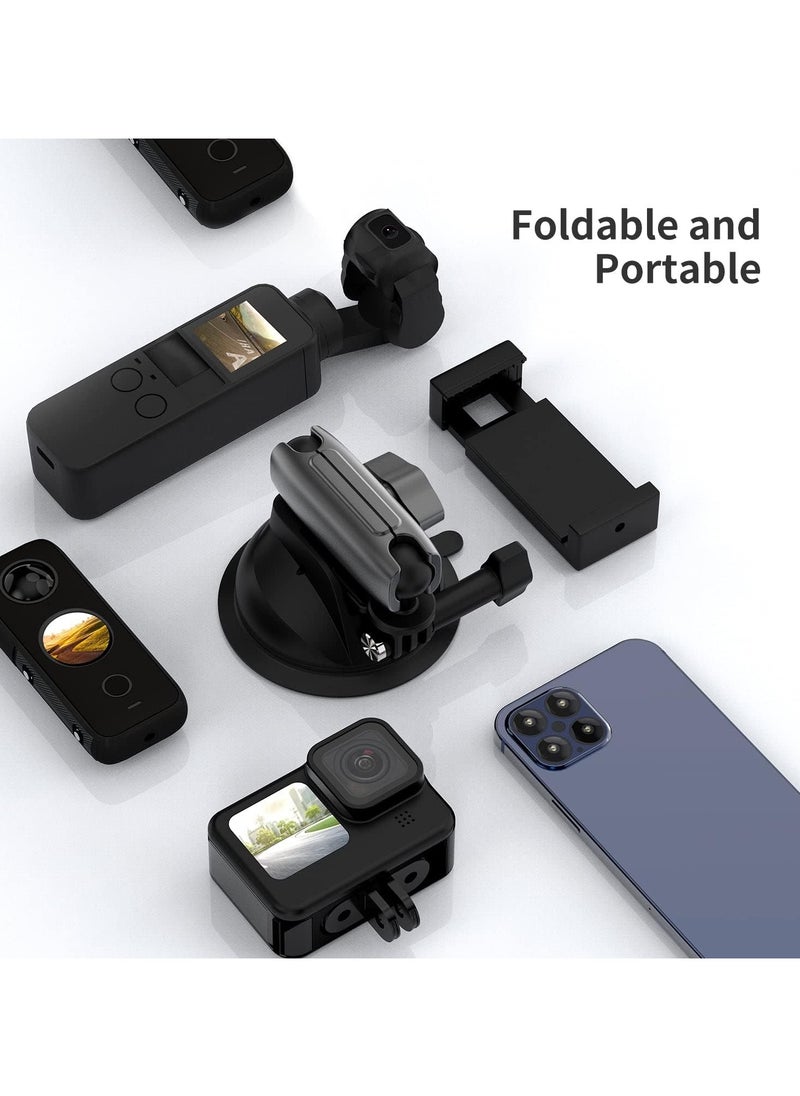 Strong Suction Holder Mount For GoPro Hero Aluminum Alloy Cup Holder for DJI OSMO Action, Insta360, 360 Degree, Mobile, Rotatable Clamp, Action Camera, Stable