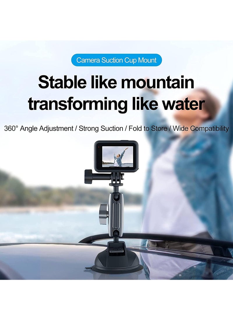 Strong Suction Holder Mount For GoPro Hero Aluminum Alloy Cup Holder for DJI OSMO Action, Insta360, 360 Degree, Mobile, Rotatable Clamp, Action Camera, Stable