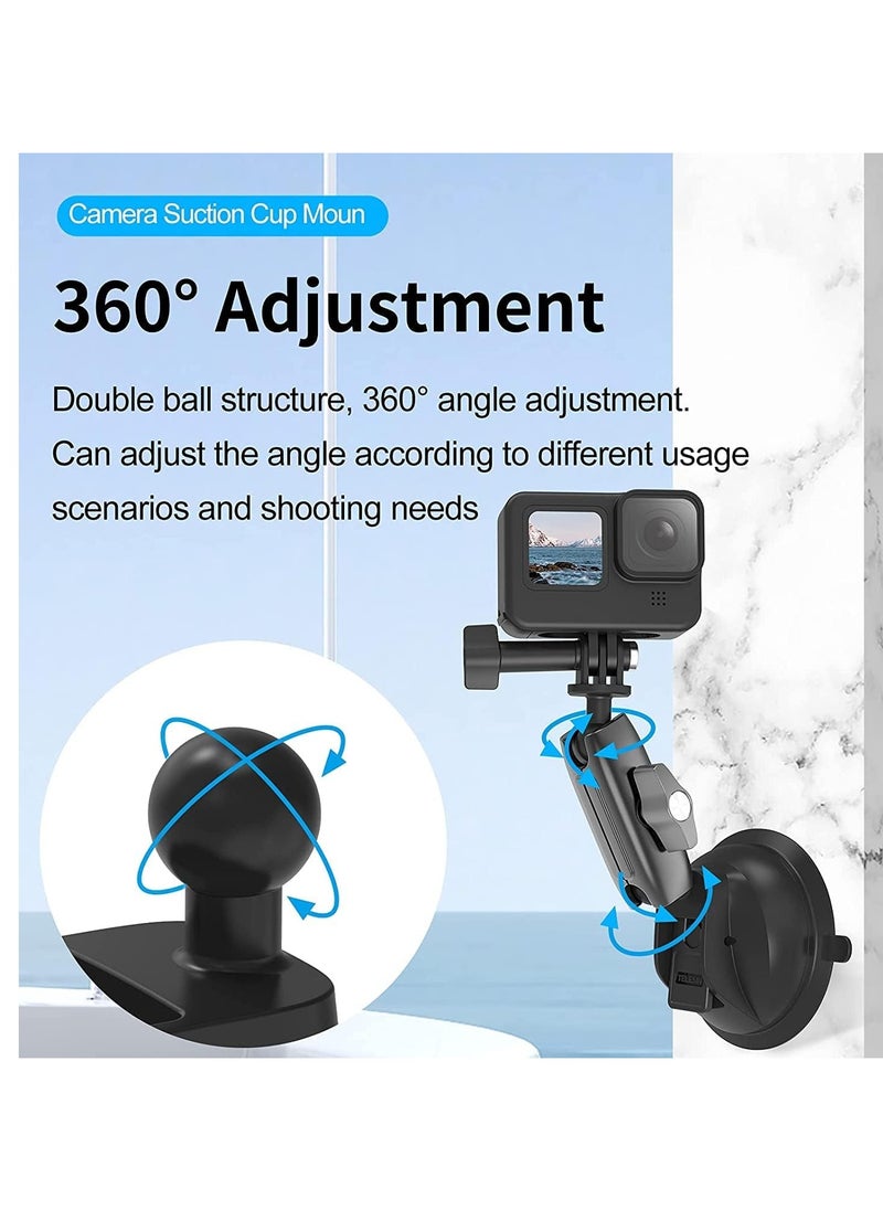 Strong Suction Holder Mount For GoPro Hero Aluminum Alloy Cup Holder for DJI OSMO Action, Insta360, 360 Degree, Mobile, Rotatable Clamp, Action Camera, Stable