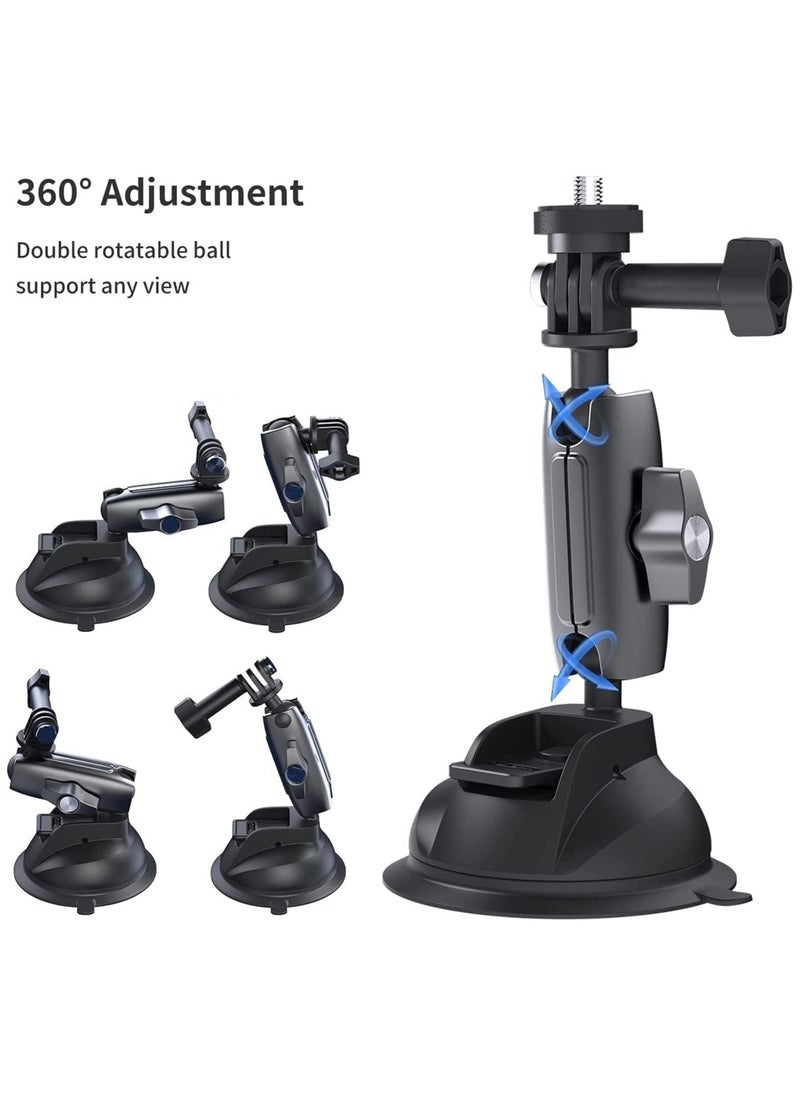 Strong Suction Holder Mount For GoPro Hero Aluminum Alloy Cup Holder for DJI OSMO Action, Insta360, 360 Degree, Mobile, Rotatable Clamp, Action Camera, Stable