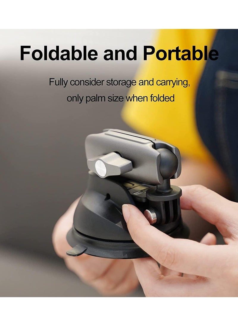 Strong Suction Holder Mount For GoPro Hero Aluminum Alloy Cup Holder for DJI OSMO Action, Insta360, 360 Degree, Mobile, Rotatable Clamp, Action Camera, Stable