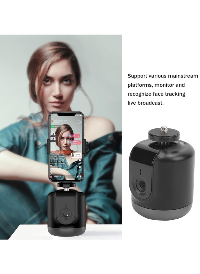 360 Rotation Smart Selfie Gimbal, Auto Face & Object Tracking AI Face Recognition Electric Gimbal, Bulit-in HD Camera, for Vlog, Live Broadcast, Makeup, Mobile action camera mount