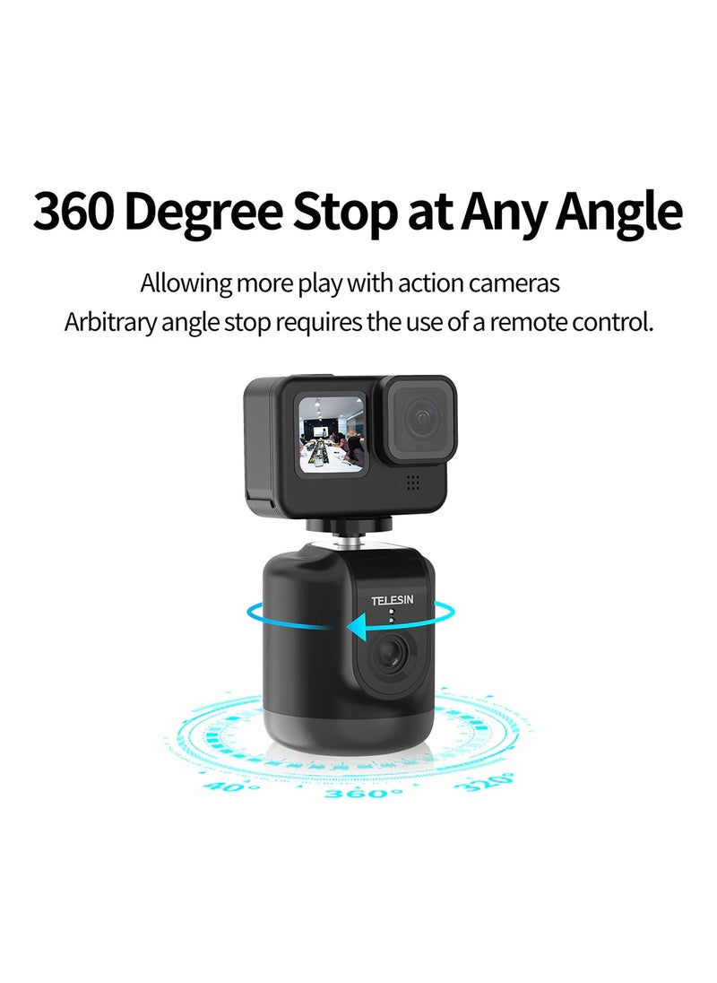 360 Rotation Smart Selfie Gimbal, Auto Face & Object Tracking AI Face Recognition Electric Gimbal, Bulit-in HD Camera, for Vlog, Live Broadcast, Makeup, Mobile action camera mount