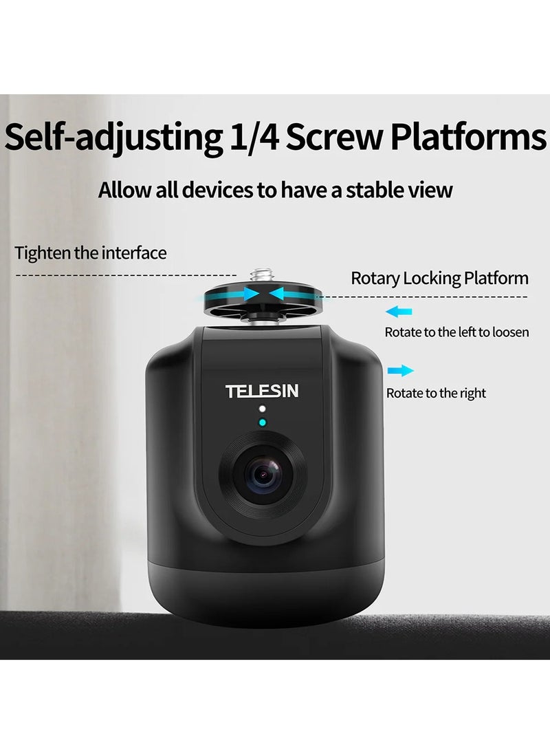 360 Rotation Smart Selfie Gimbal, Auto Face & Object Tracking AI Face Recognition Electric Gimbal, Bulit-in HD Camera, for Vlog, Live Broadcast, Makeup, Mobile action camera mount