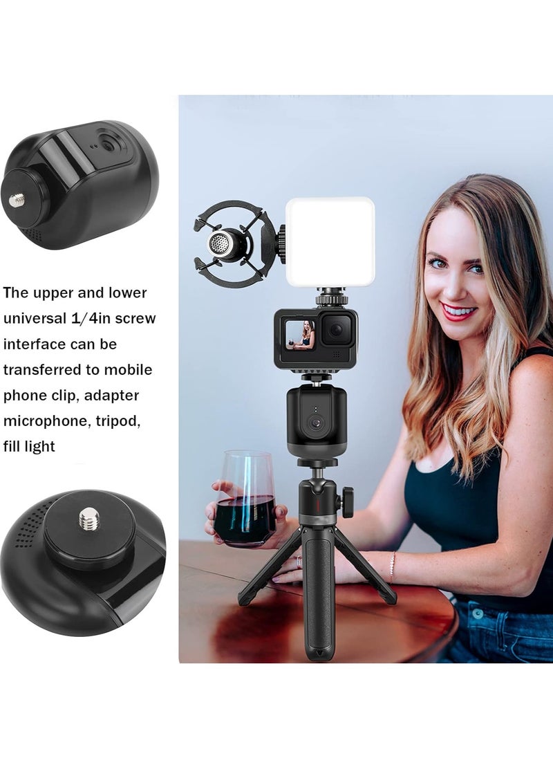 360 Rotation Smart Selfie Gimbal, Auto Face & Object Tracking AI Face Recognition Electric Gimbal, Bulit-in HD Camera, for Vlog, Live Broadcast, Makeup, Mobile action camera mount