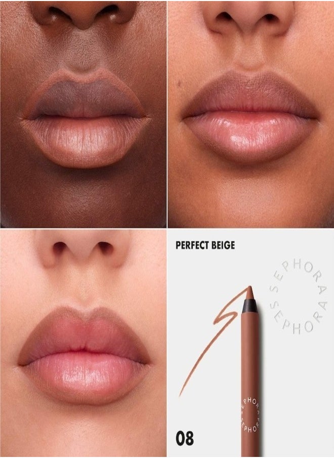 SEPHORA COLLECTION Colorful 8HR Longwear Transferproof Lip Liner  08 Perfect Beige - Matte Classic Nude Beige – Waterproof Precision Lip Pencil in Soft Pink, 1.2g