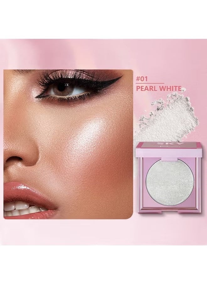 Sky Highlighter, Powder Shimmering Glitter Long Lasting Waterproof Contouring Smooth Silk Fine Natural Illuminator for Nose Eye Face Body to Brighten Skin 8G #01