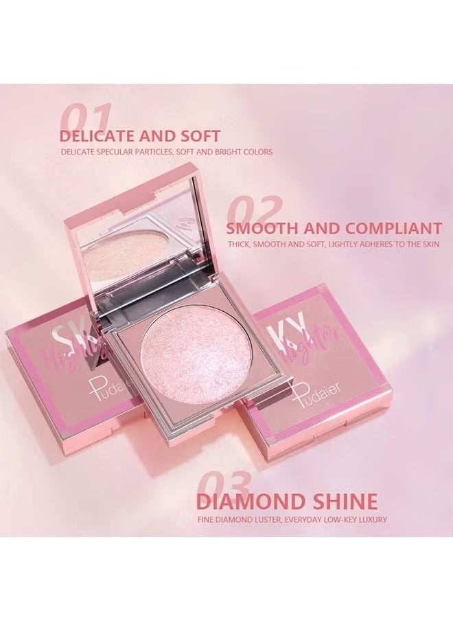 Sky Highlighter, Powder Shimmering Glitter Long Lasting Waterproof Contouring Smooth Silk Fine Natural Illuminator for Nose Eye Face Body to Brighten Skin 8G #01