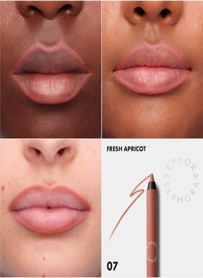 مجموعة سيفورا - قلم تحديد شفاه ملون مقاوم للتحويل يدوم 8 ساعات - 07 مشمشي طازج - بني فاتح مطفي - قلم تحديد شفاه دقيق مقاوم للماء باللون الوردي الناعم، 1.2 غرام