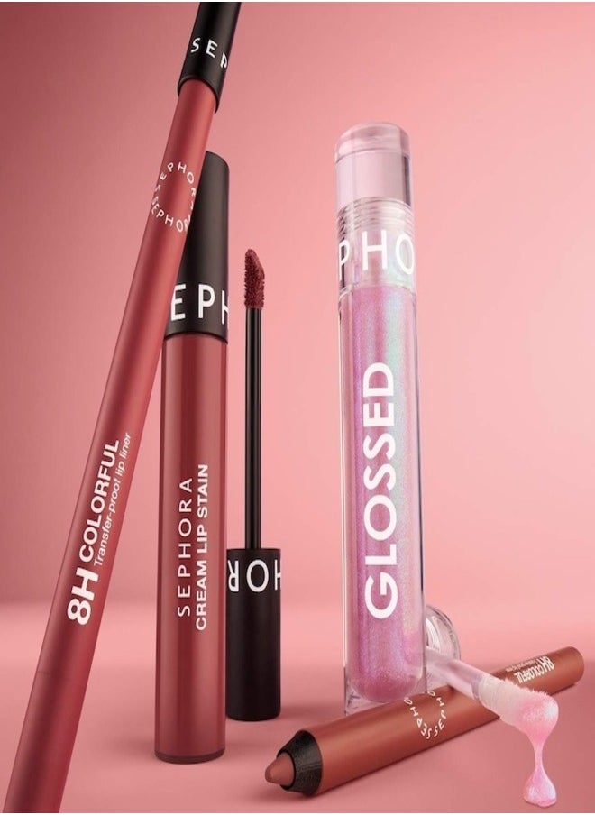 مجموعة سيفورا - قلم تحديد شفاه ملون مقاوم للتحويل يدوم 8 ساعات - 07 مشمشي طازج - بني فاتح مطفي - قلم تحديد شفاه دقيق مقاوم للماء باللون الوردي الناعم، 1.2 غرام