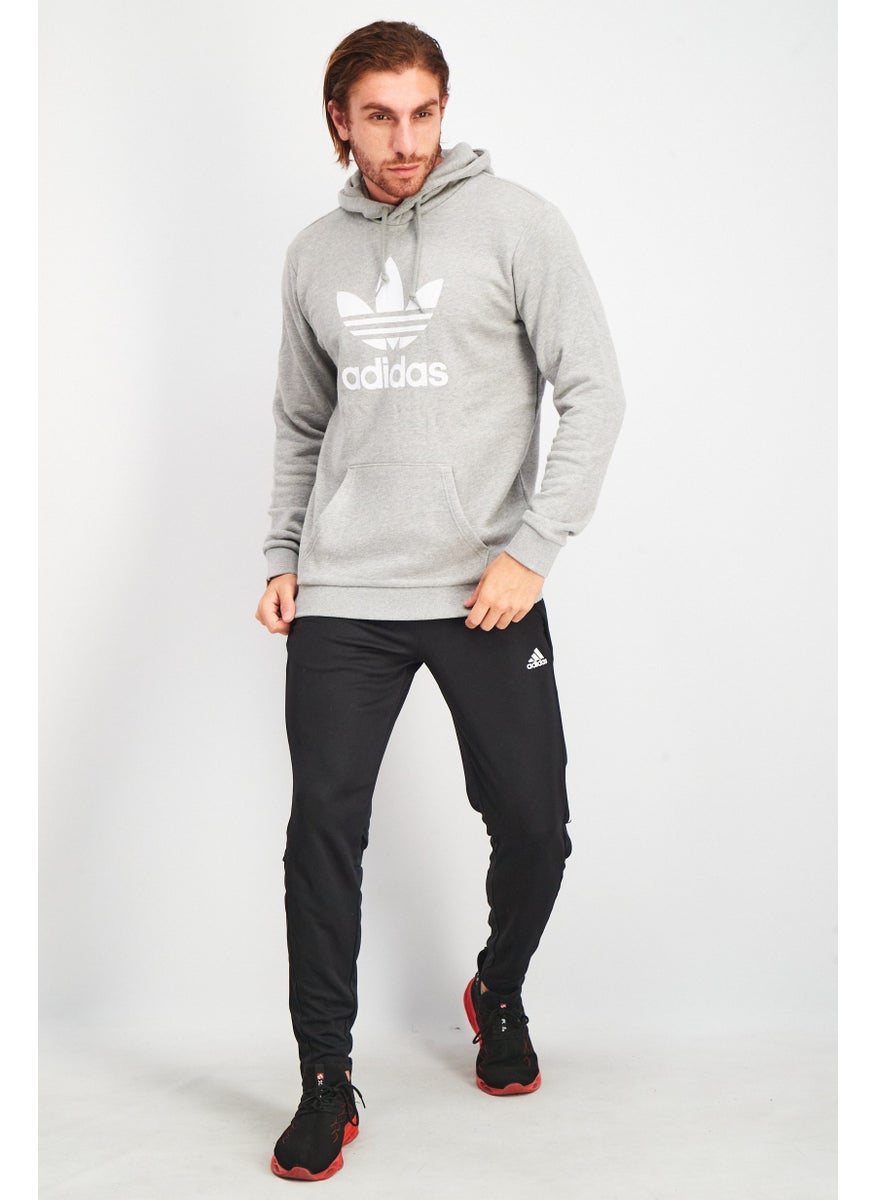 Men Sportswear Fit Long Sleeves Outdoor Hooded Sweatshirt, Grey
