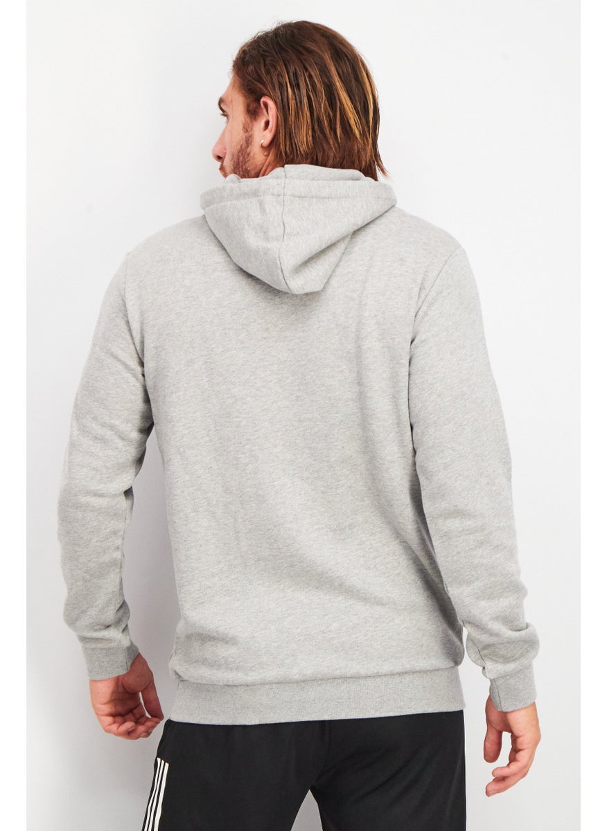 Men Sportswear Fit Long Sleeves Outdoor Hooded Sweatshirt, Grey