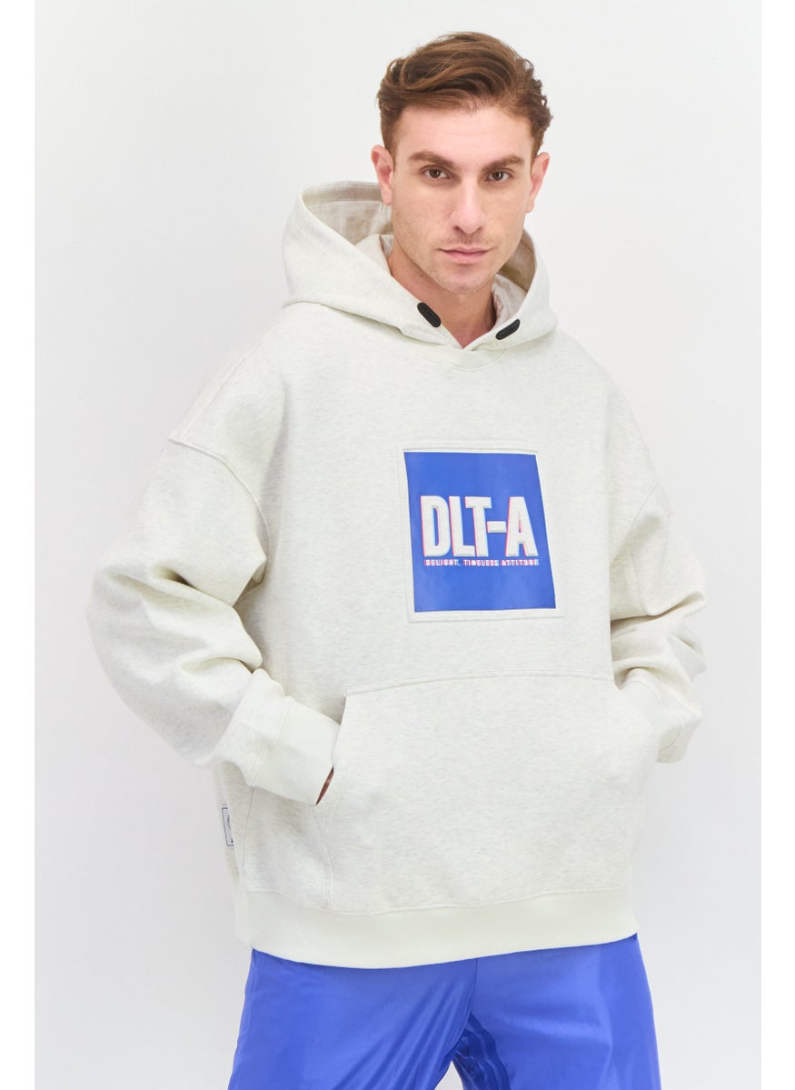 Men Sportswear Fit Long Sleeve Outdoor Hooded Sweatshirt, Light Grey
