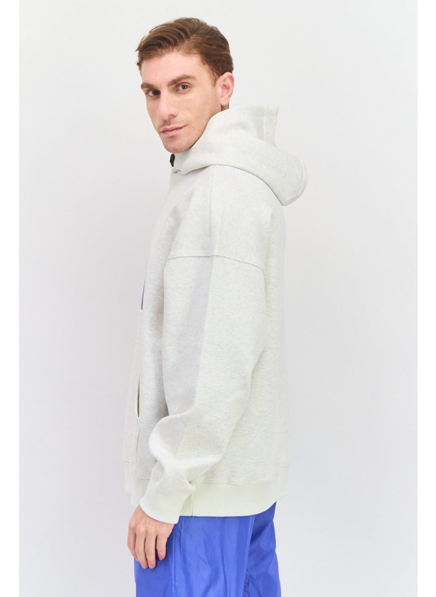 Men Sportswear Fit Long Sleeve Outdoor Hooded Sweatshirt, Light Grey