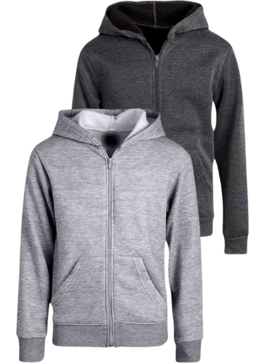 Kids Cotton Hooded Zippered Sweatshirt 2 Piece Set