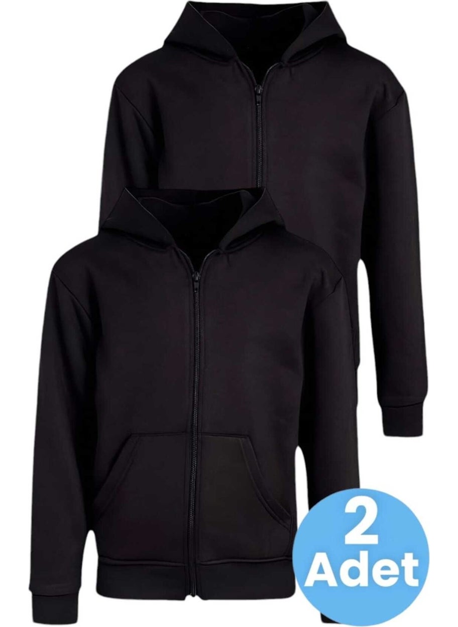 Kids Cotton Hooded Zippered Sweatshirt 2 Piece Set