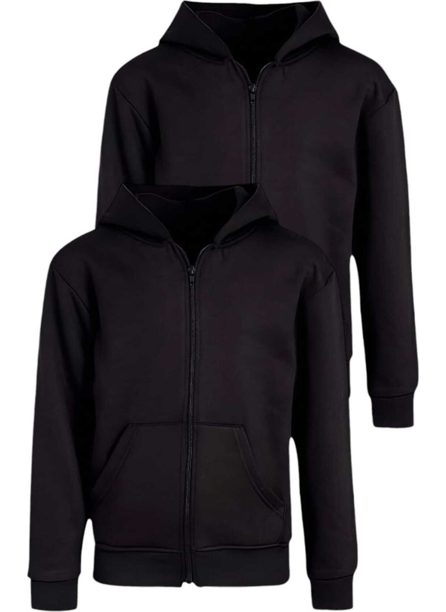 Kids Cotton Hooded Zippered Sweatshirt 2 Piece Set
