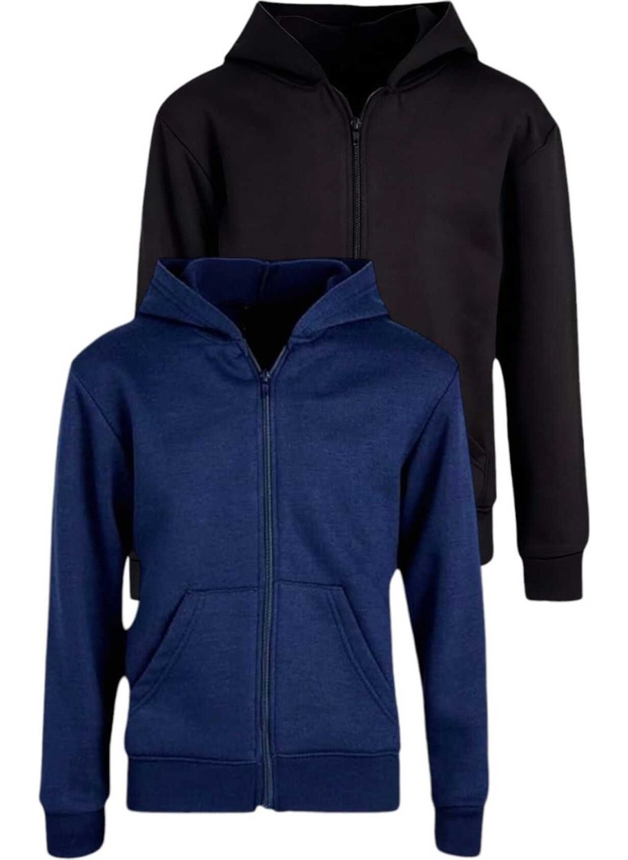 Kids Cotton Hooded Zippered Sweatshirt 2 Piece Set