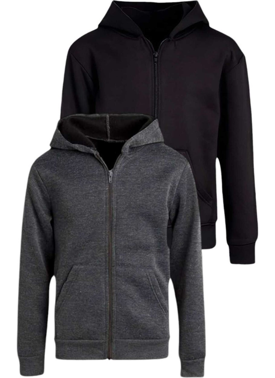 Kids Cotton Hooded Zippered Sweatshirt 2 Piece Set