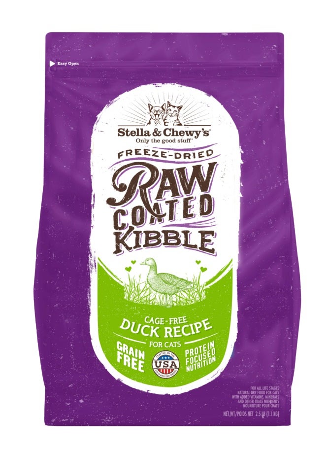 Stella & Chewy's Raw Coated Kibble for Cats - Cage-Free Duck Recipe - 2.5 lb