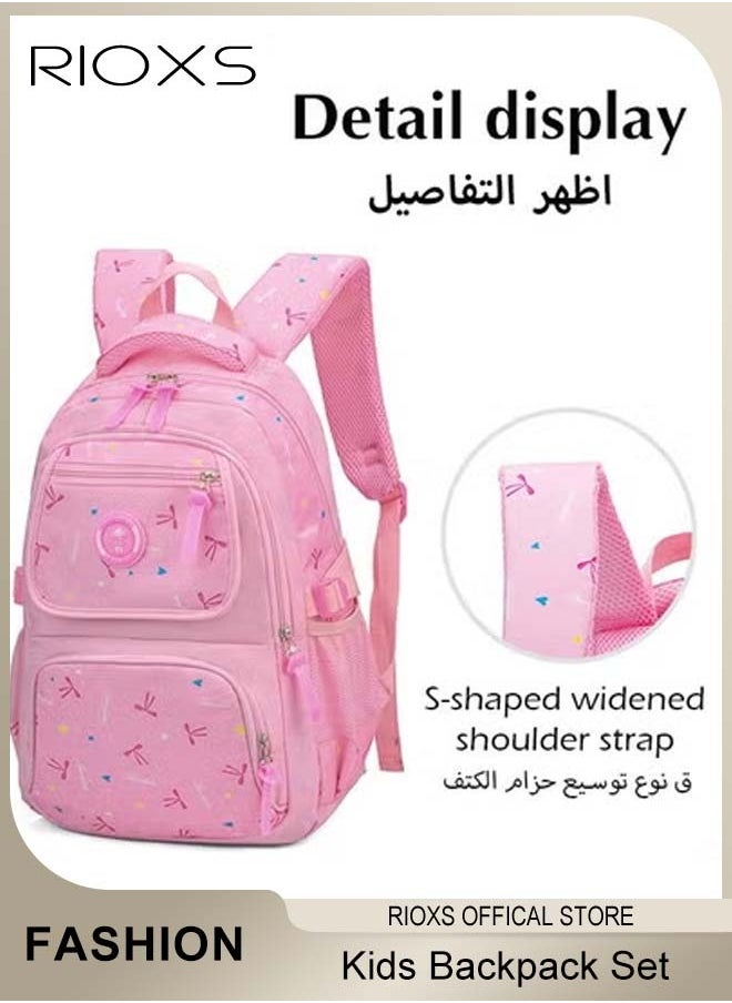 Kids Backpack, 3 Pcs Bow Printing Backpack Sets, Girls Bowknot Primary Schoolbag, Junior High University School Bag Bookbag, Travel Daypack Shoulder Bag, School Bags With Lunch Box And Pencil Case