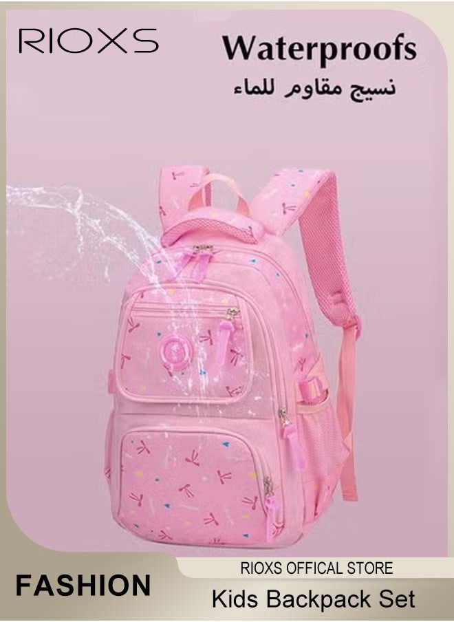 Kids Backpack, 3 Pcs Bow Printing Backpack Sets, Girls Bowknot Primary Schoolbag, Junior High University School Bag Bookbag, Travel Daypack Shoulder Bag, School Bags With Lunch Box And Pencil Case