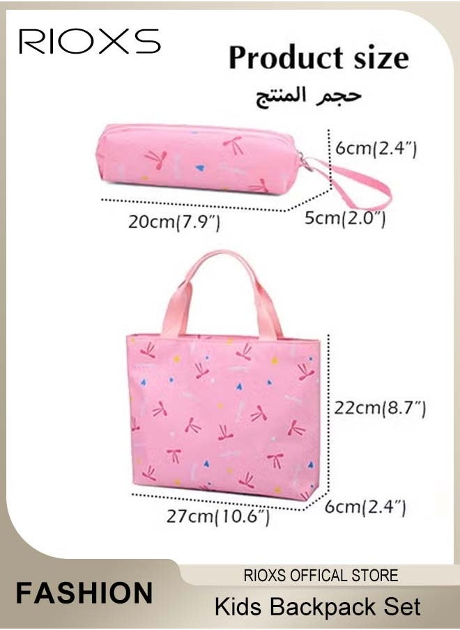 Kids Backpack, 3 Pcs Bow Printing Backpack Sets, Girls Bowknot Primary Schoolbag, Junior High University School Bag Bookbag, Travel Daypack Shoulder Bag, School Bags With Lunch Box And Pencil Case