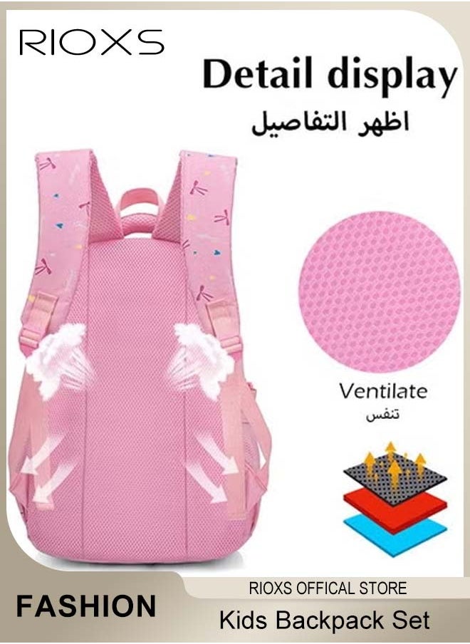 Kids Backpack, 3 Pcs Bow Printing Backpack Sets, Girls Bowknot Primary Schoolbag, Junior High University School Bag Bookbag, Travel Daypack Shoulder Bag, School Bags With Lunch Box And Pencil Case