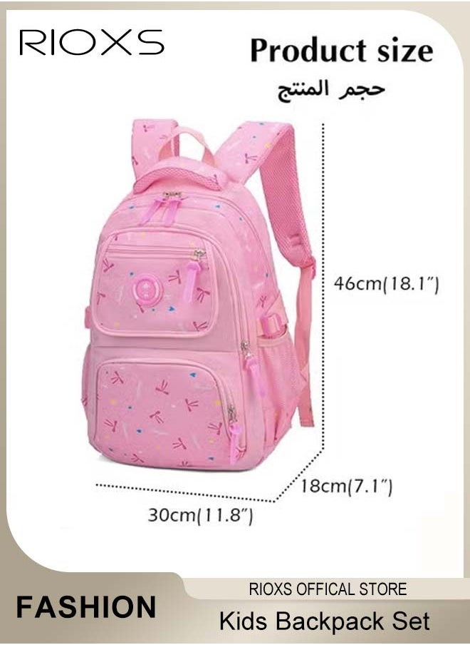 Kids Backpack, 3 Pcs Bow Printing Backpack Sets, Girls Bowknot Primary Schoolbag, Junior High University School Bag Bookbag, Travel Daypack Shoulder Bag, School Bags With Lunch Box And Pencil Case