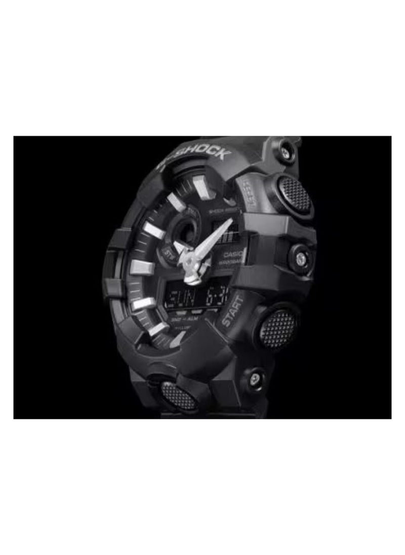 Casio G-Shock GA-700-1BDR Men's Watch, Shock Resistant, 200M Water Resistant, LED Light, Analog-Digital Display, Black Resin Band, Outdoor Sports & Adventure Watch