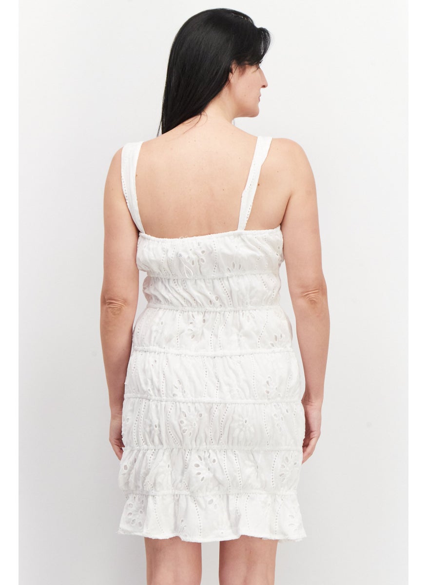 Women Embroidered Mini Dress, White