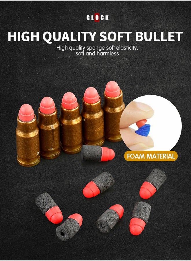 Soft Bullet Gun Toy Foam Blasters Soft Bullet Shell Ejection Soft Bullet Toy Gun with Soft Bullets & Pull Back Action & Darts Targets Set Pistol Toys for Kids