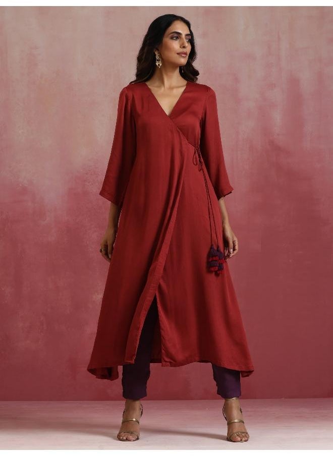 Maroon Modal Angrakha Kurta Set