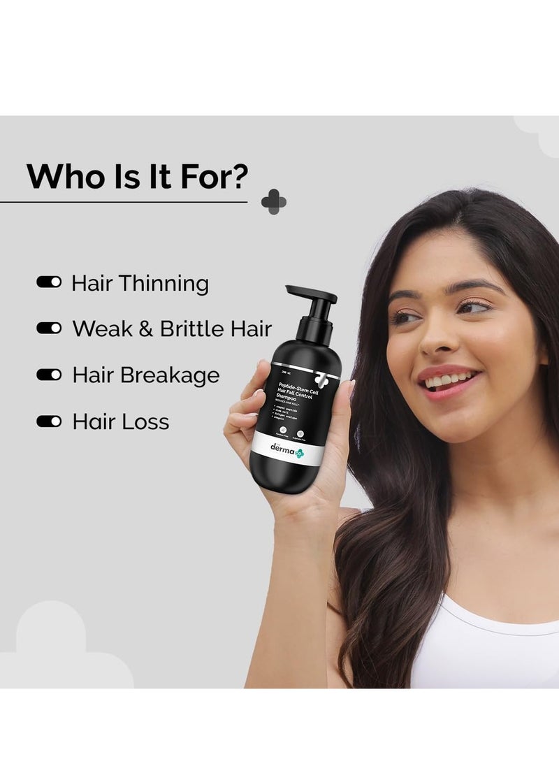 The Derma Co. Peptide- Stem Cell Hair Fall Control Shampoo | Paraben & Sulphate Free | Shampoo for Women & Men | Reduces hair fall and breakage | Improves Scalp health - 200 ml