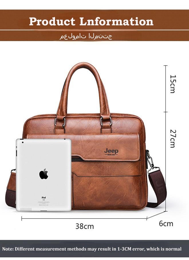 Men's Fashion Crossbody Briefcase - Fashion Horizontal Business Shoulder Bag, Durable Design Laptop Messenger Bag Khaki