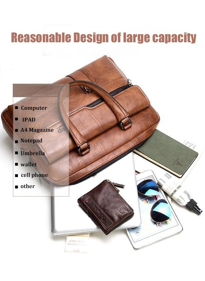 Men's Fashion Crossbody Briefcase - Fashion Horizontal Business Shoulder Bag, Durable Design Laptop Messenger Bag Khaki